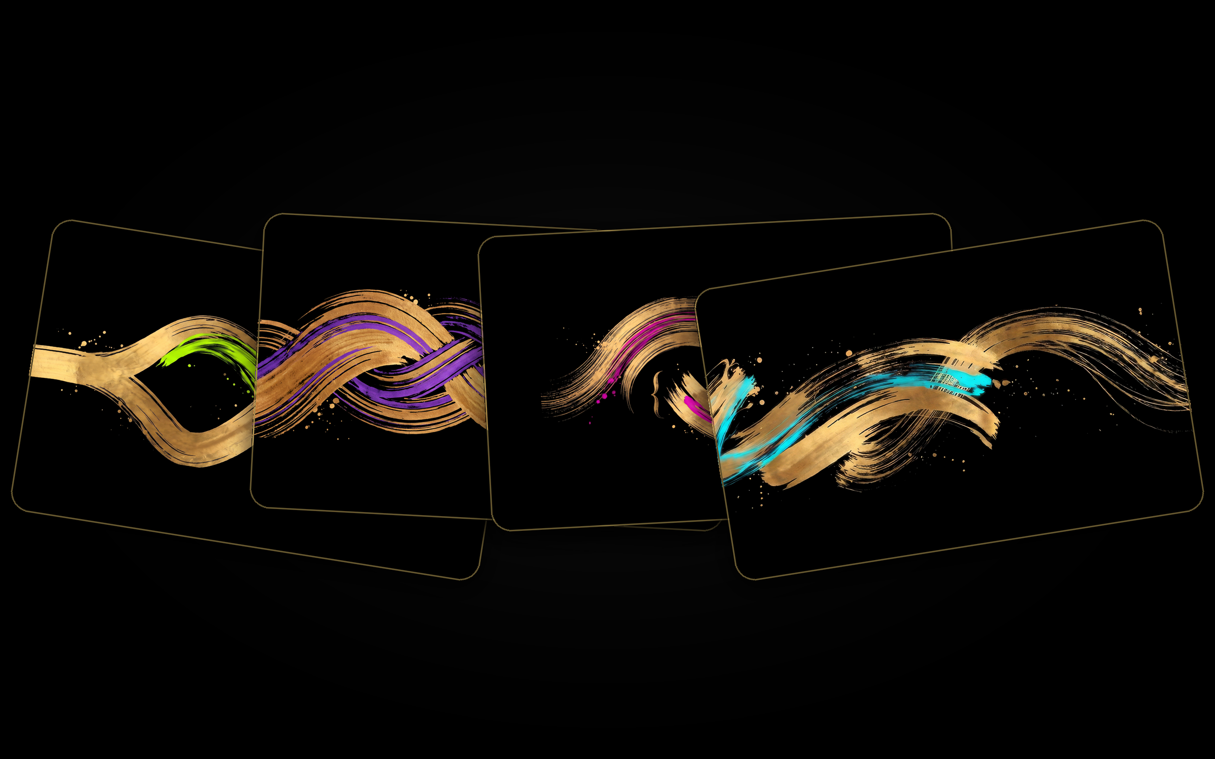 The four wallpapers arranged as a pack shot